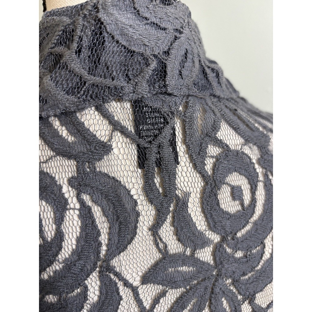 INC International Concepts Small Gray Lace Moto Vest Romantic Edgy Biker Chic - Picture 3 of 9